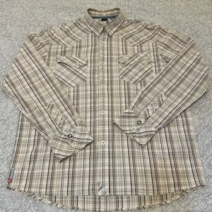 Quiksilver Men's Tan Plaid Western Button Down Shirt